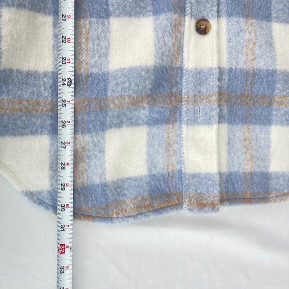 RDI Brushed Plaid Flannel Brushed Oversized Shacket Jacket Blue Women's Size L - Picture 11 of 12
